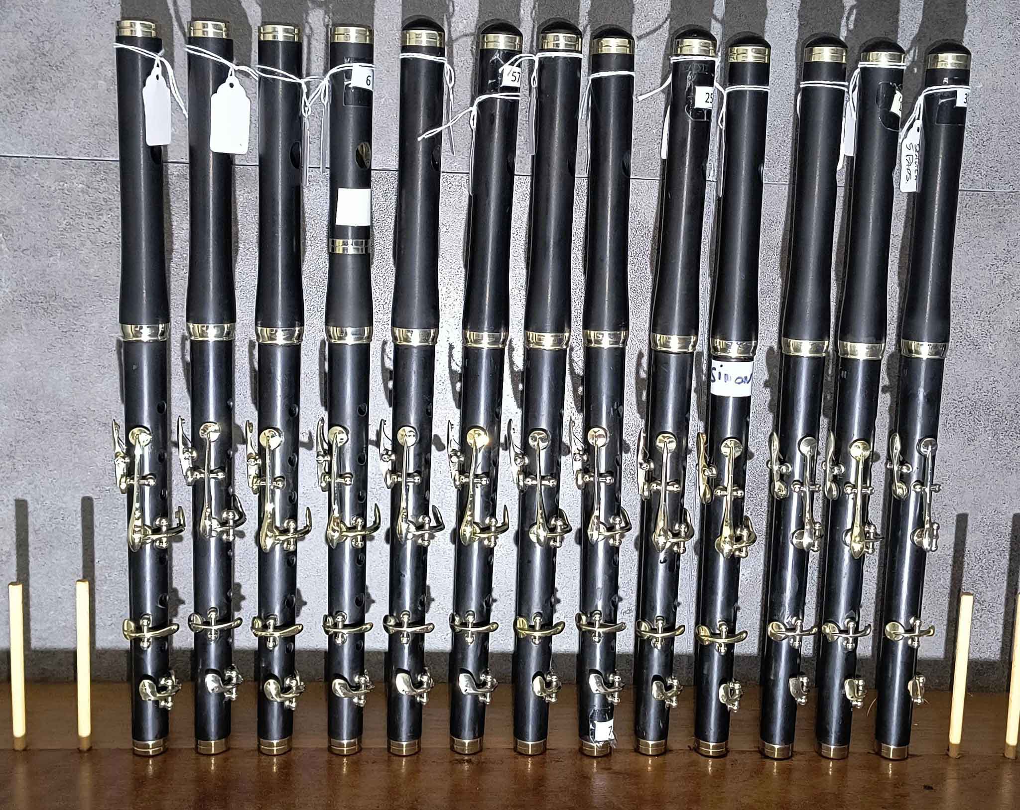 flutes set out in a clean manner